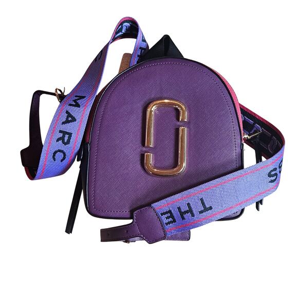 RARE Marc Jacobs Pack Shot Backpack Purple Multicolor Gold Trim Adjustable Adult - Picture 1 of 8